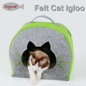 Nature Felt Cat Igloo House Winter Pet Cave con cojín extraíble